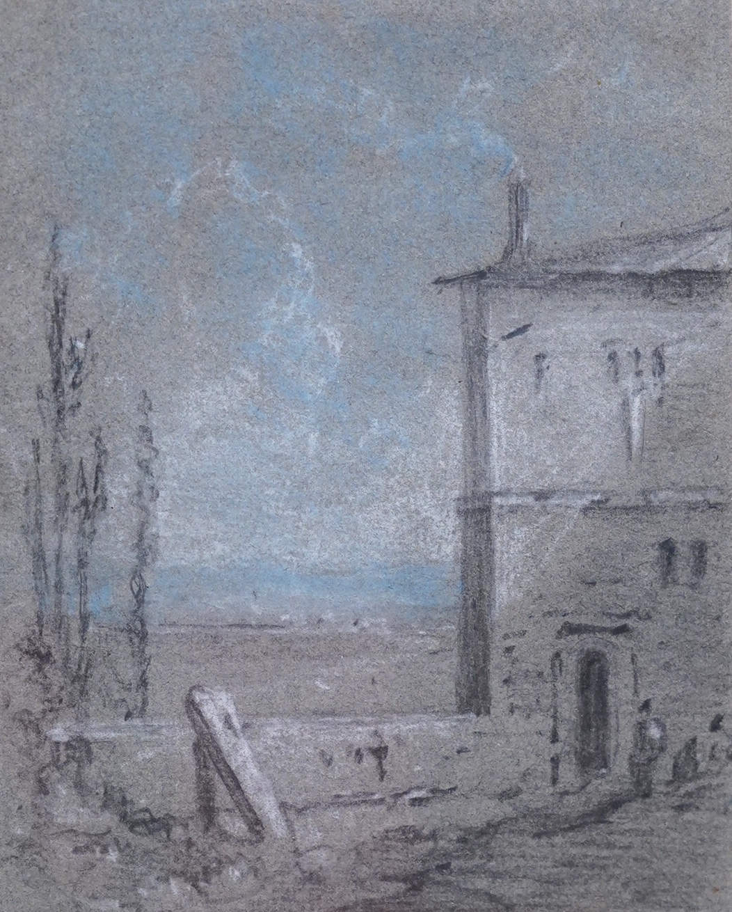 Amelia Long, Lady Farnborough (1762-1837), heightened chalk, Italian landscape, Nicholas Bowlby label verso, 15 x 12cm. Condition - fair to good